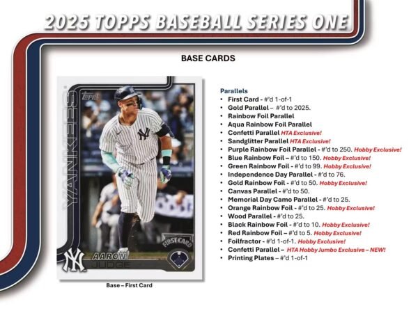2025 Topps Series 1 Baseball Trading Card MLB Hobby 20 Pack Box (1 Autograph or Relic)