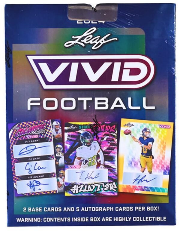 71T3-MkMYWL 2024 Leaf Vivid Football Hobby Trading Card Box 5 Autographs